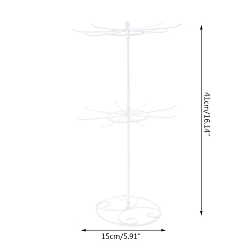 Rotating Iron 2-Tier Revolving Stand Rack Jewelry Display Hanger Counter Top Spinner Rack for Retail Bracelet