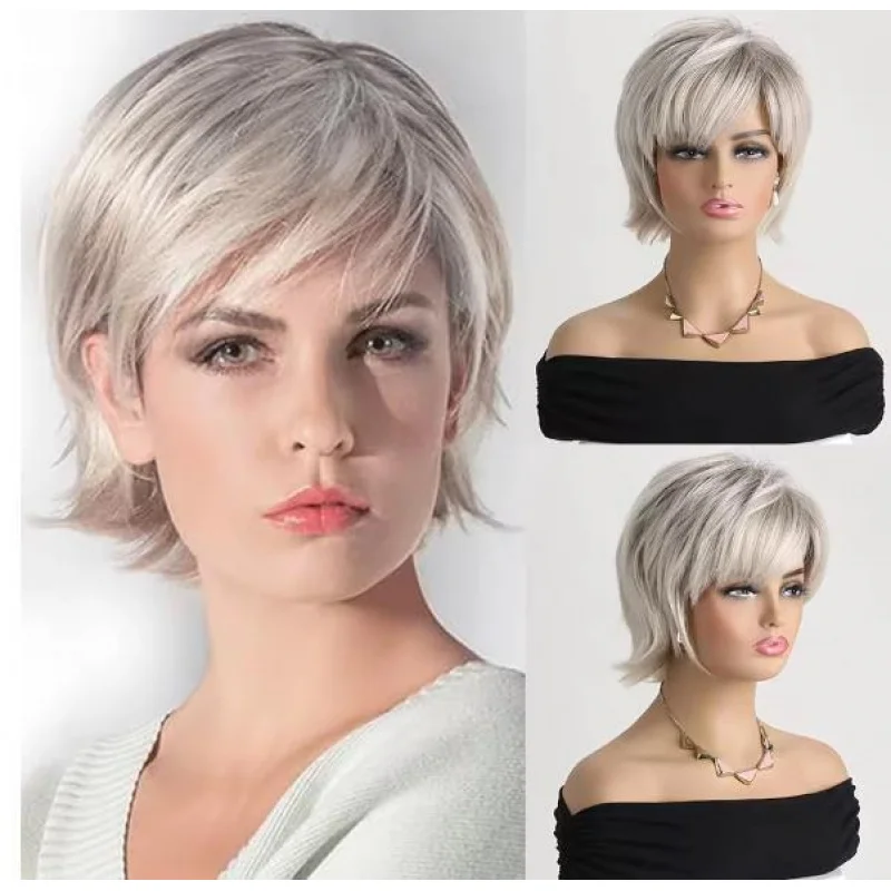 

Золотые синтетические парики для женщин, короткий вьющийся парик, термостойкие волосы для повседневной вечеринки