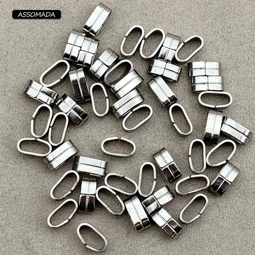 10pcs Stainless Steel Spacer Beads Square Connector Tube For Leather Bracelet Necklace DIY Jewelry Making Accessories ASSOMADA