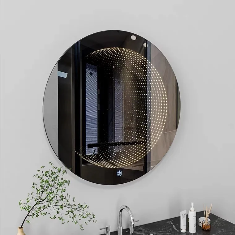 Smart LED bathroom mirror creative light luxury time and space tunnel art lasagna mirror glass
