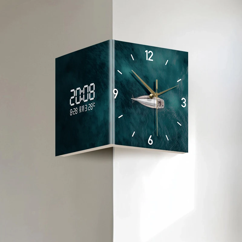 Double-sided Wall Clock with Seafaring Ship Art. It is a creative living room lamp and a simple double-sided wall clock.