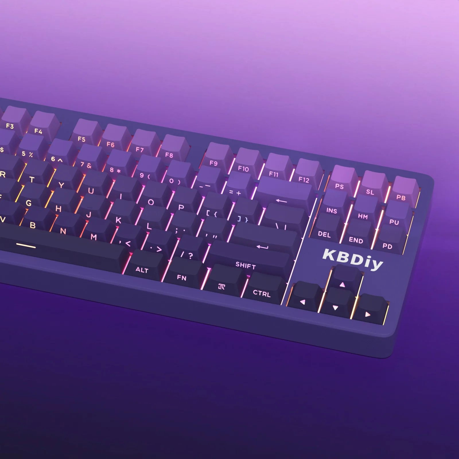 Imagem -02 - Kbdiy-pbt Keycap para Teclado Mecânico Gradiente Roxo Keycaps Lado Impresso Cereja Perfil Personalizado 133 Teclas Grupo Rgb Backlit