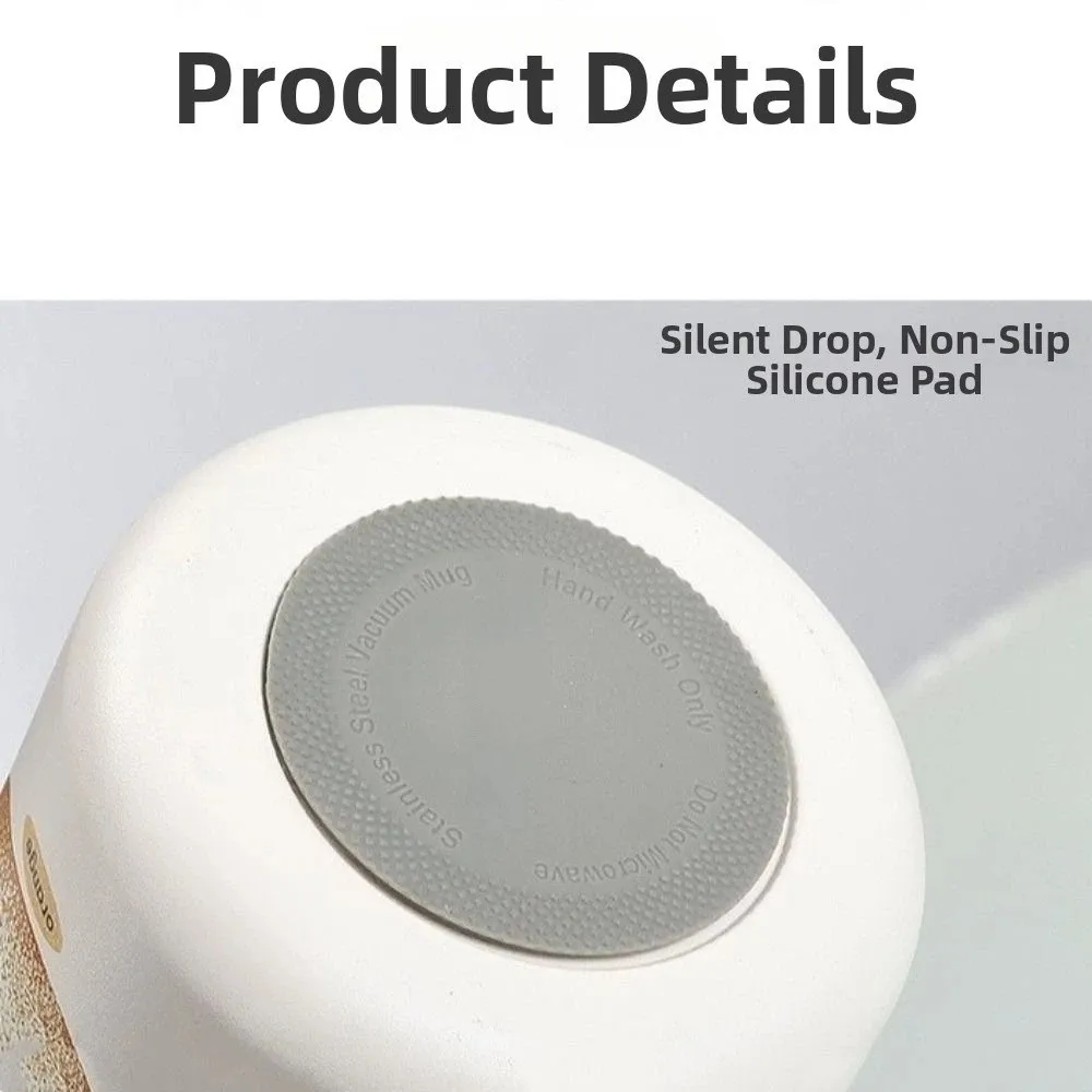 

Leak Proof Stainless Steel Thermal Bottles Fruit Pattern Ceramic Inner Insulated Cup Shoulder Strap with Handle