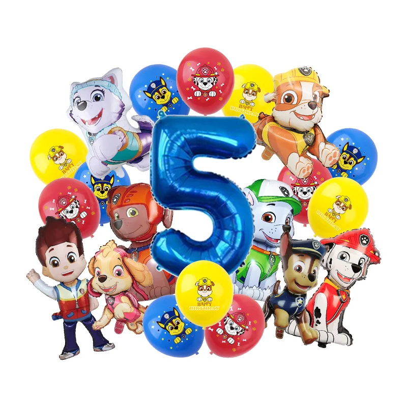 PAW Patrol Geburtstagsparty-Dekoration Chase Skye Latexballons für Kinder Eventzubehör Marshall Folienballon Hintergrundbanner
