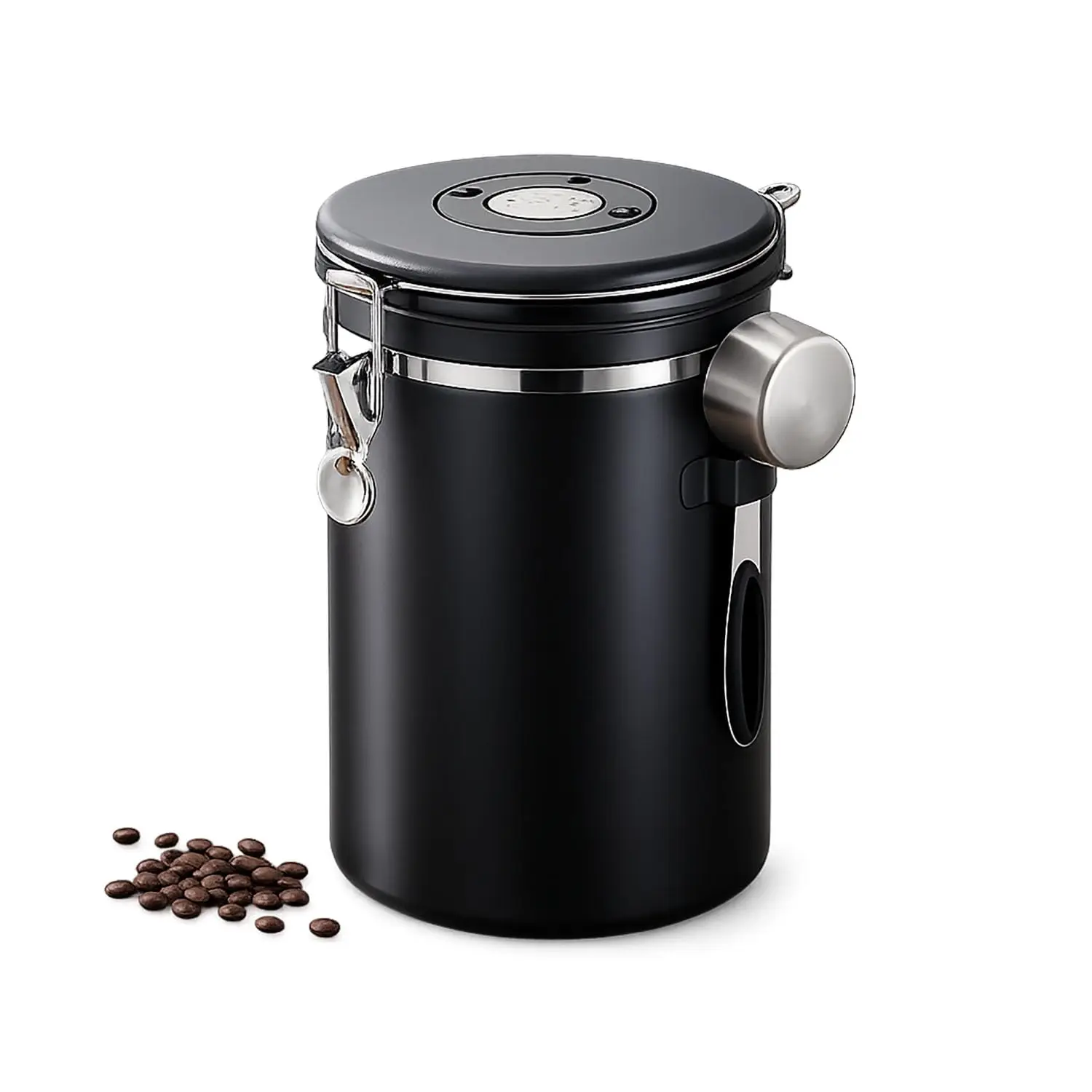 1 Heart-Shaped Stainless Steel Airtight Coffee Bean Storage Jar With Date Stamp Lid - 304 Grade Multi-Purpose Food Storage Container For Coffee, Tea, Cereals, And Dry Goods - Locks In Freshness And Keeps Brewing Records