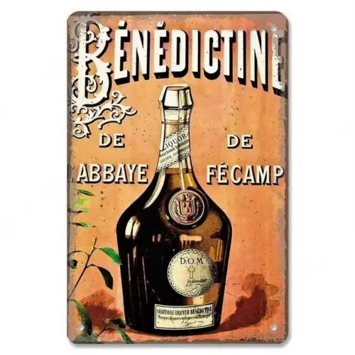 Bénédictine Vintage Metal Sign Retro Liqueur Man Cave Decor Alcohol Memorabilia