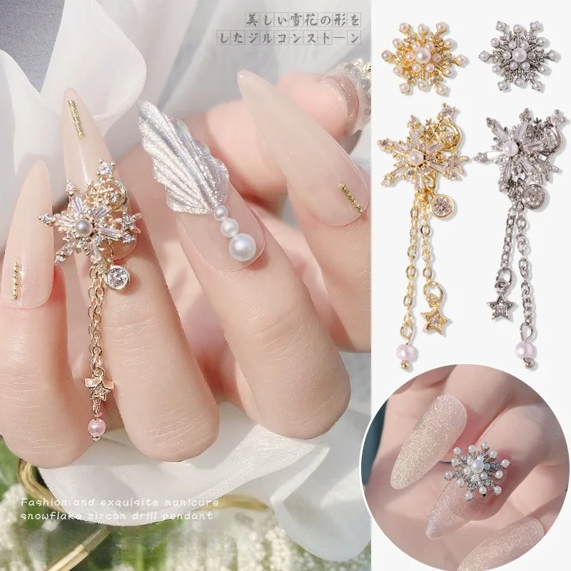 1Pc snowflake pendant nail charm, super shiny glitter rhinestone popular accessory for exquisite nail art decoration