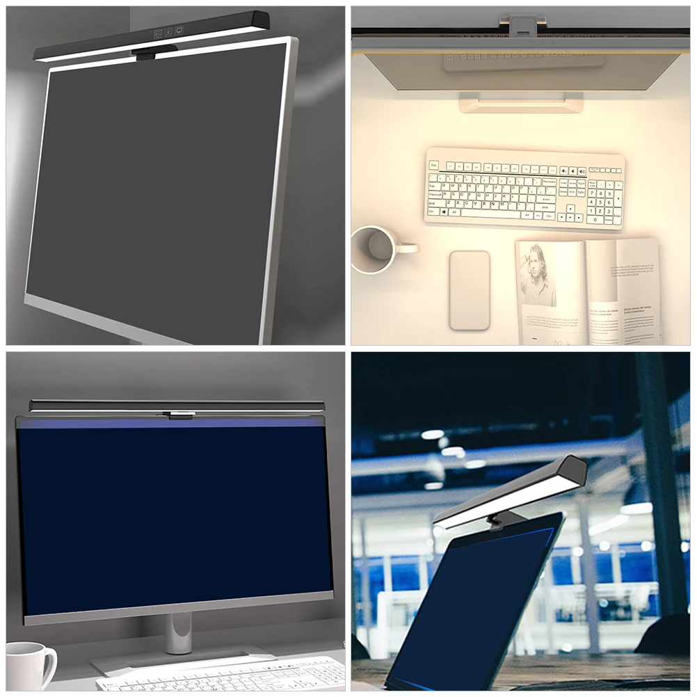 Eye Protection Lamp Computer Screen Lighting -301S Black Large Clamp LED Monitor Light for Display Efficient Work Focus Night