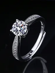 1pc Stainless Steel Four-Claw Light And Luxurious Trendy Women's Ring