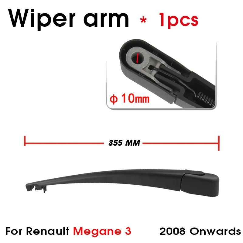 Car Wiper Blade For Renault Megane 3 2008 Onwards Rear Back Windshield Windscreen Rear Wiper 355mm+Arm 295mm Car Accessories