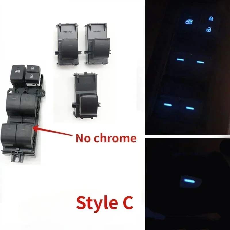 LHD For Toyota RAV4 Corolla Cross Avalon Levin C-HR 2019-2023 Car Ice Blue Light Electric Window Lifter Control Button Switch