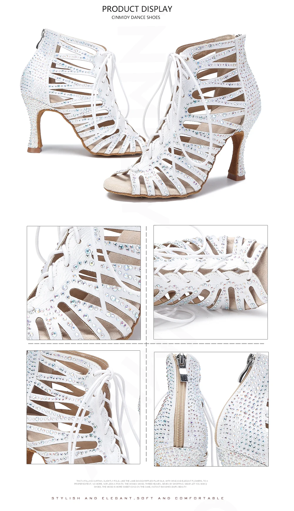 CINMIDY Neue Tanzstiefel für Damen, Ausgehöhlte Strass-Latein-Tanzschuhe, Ballsaal-Standard-Tanzschuhe, Partyschuhe, Indoor-Sandalen – Detail 16