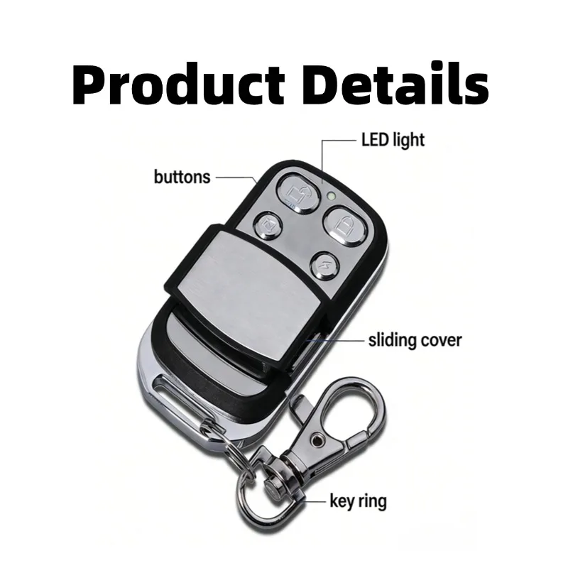 433MHz Universal Copy Remote Control Garage Door Opener 4-Button Handheld Transmitter Smart Home