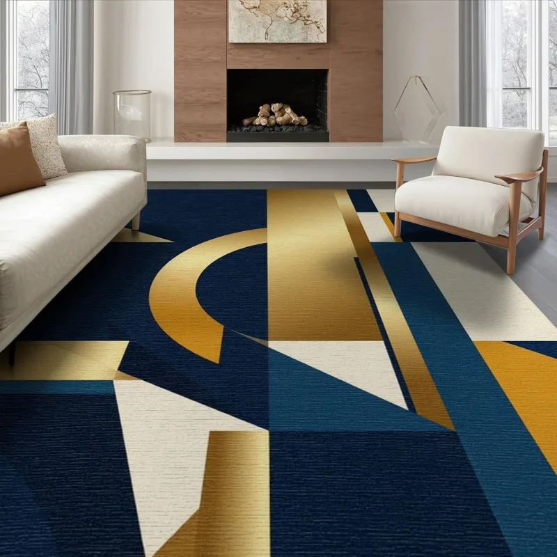 Elegant Geometric Print Area Rug Soft Minimalist Floor Carpet Modern Art Decor Themed Decor Mat for Living Room Bedroom