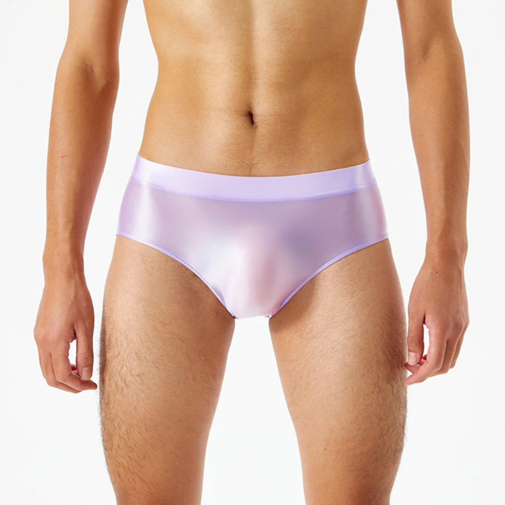 2022 New Seamless Popular Mens Briefs Shiny Satin Glossy Wet Look Knickers Underwear Silky Panties Elasticity Slips Underpants