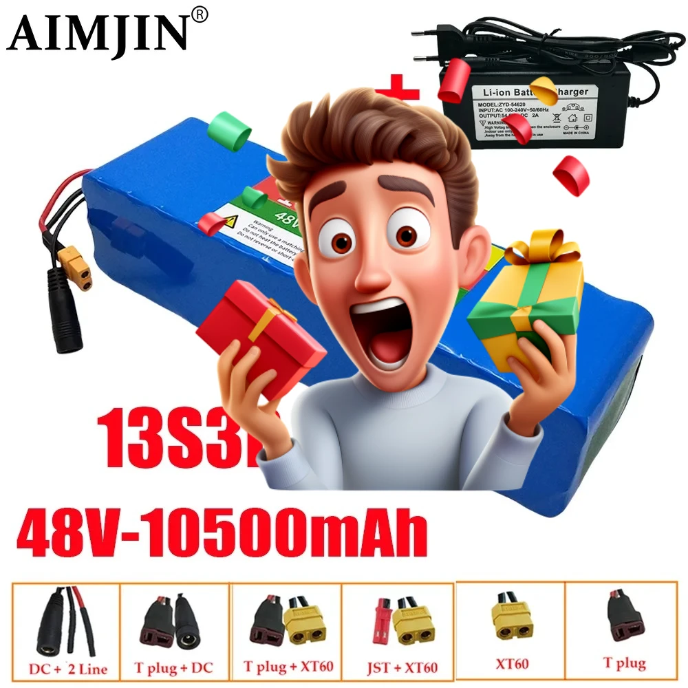 13S3P  Lithium ion Battery Pack 48V 10.5Ah 20000W  For 54.6v E-bike Electric bicycle Scooter with BMS