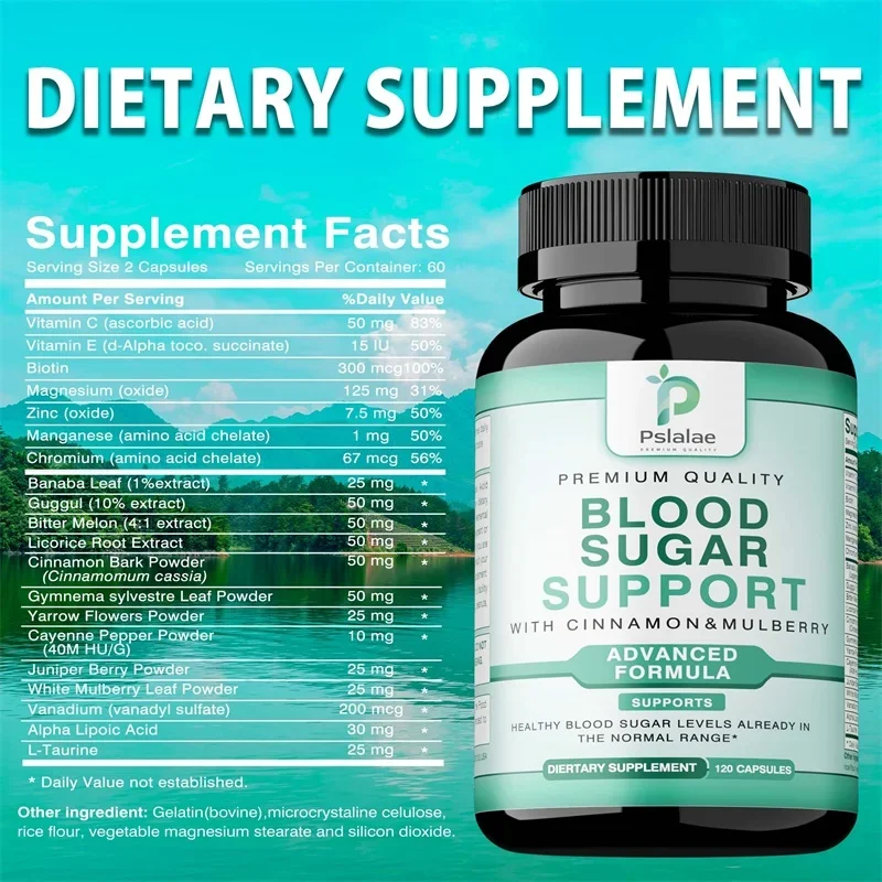 Blood Sugar Support Capsules - with Cinnamon - To Support Healthy Blood Sugar Balance, Improve Metabolism & Immune Function