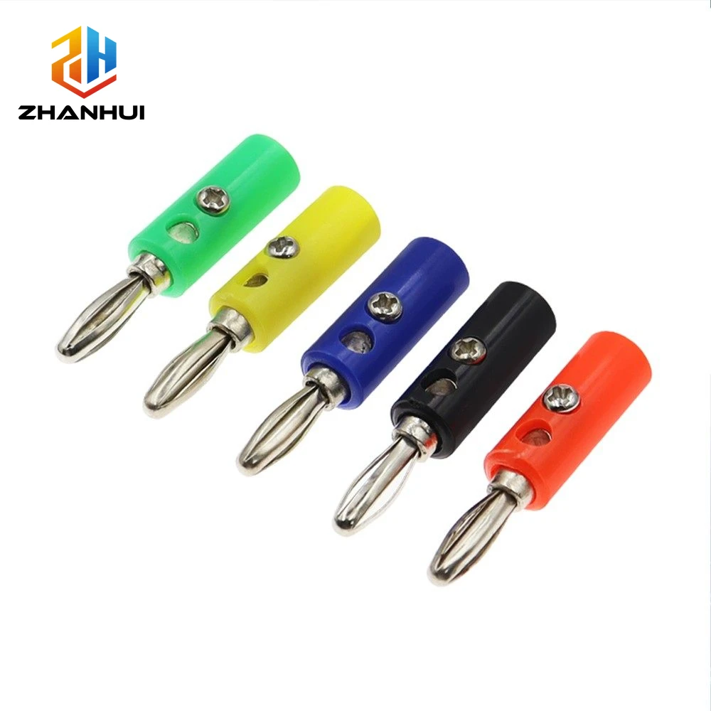 5Pcs 4mm Screw-Type Banana Plug Connector - Black/Red/Green/Blue/Yellow Audio Speaker & Test Adapter for DIY