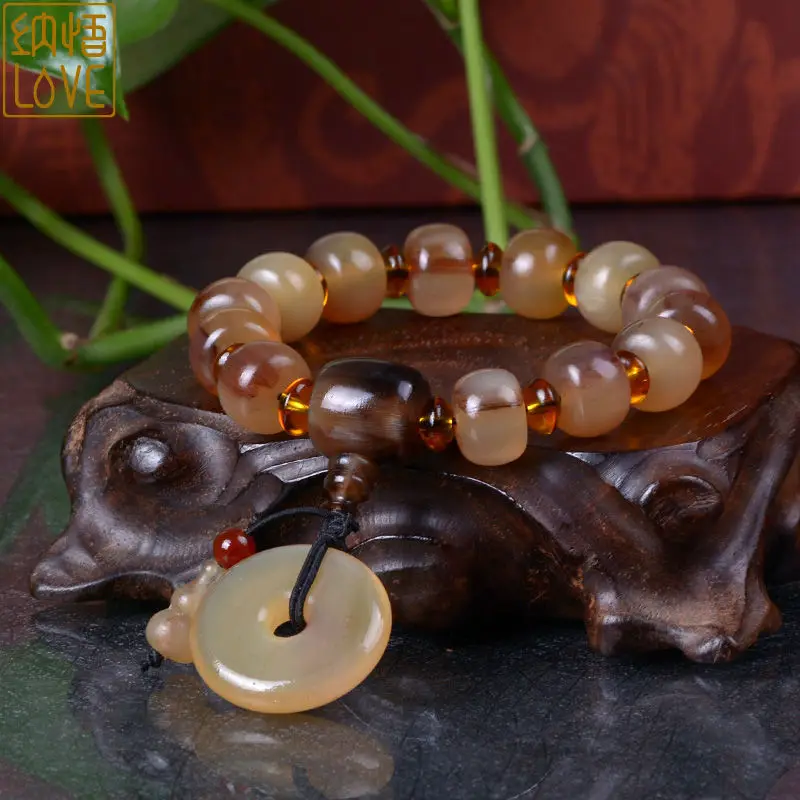 

Натуральный тибетский браслет с рогом крови, мужской и женский браслет на руку, Вэнь, играющий Будда, бусина, пряжка мира, роскошные ювелирные изделия