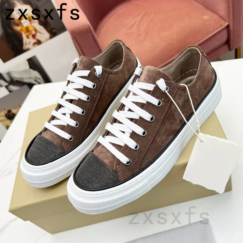 Spring Canve Flat Casual Shoes For Women Lace Up Platform Sneakers Femmel Designer Brand Runner Shoes Women