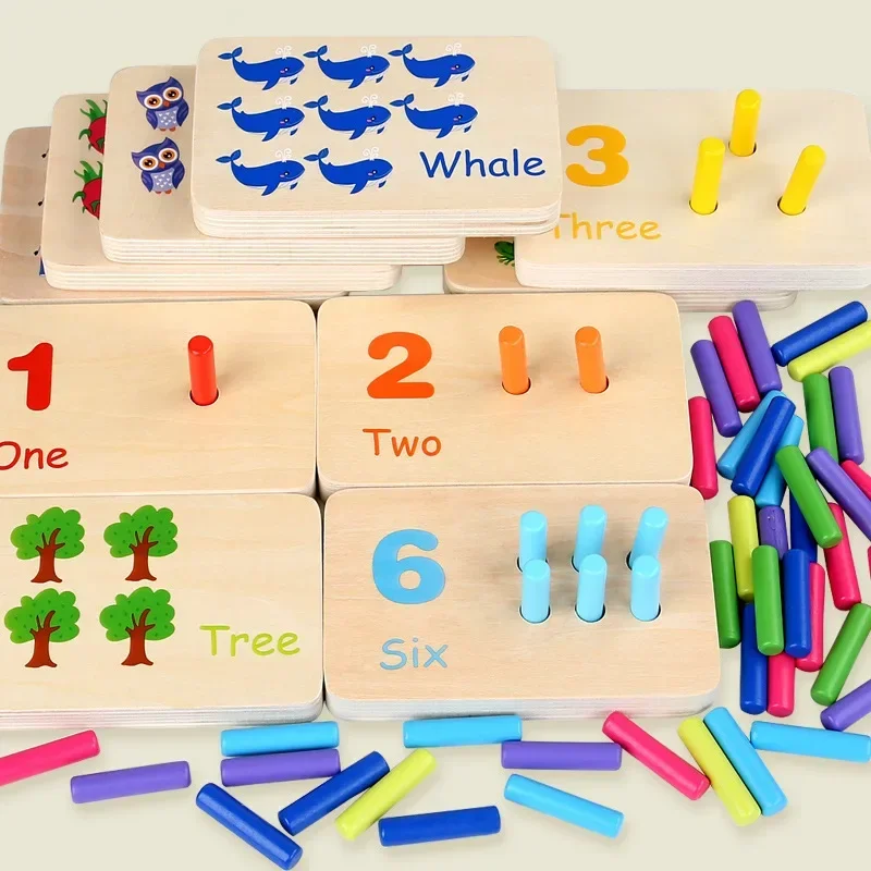 Kinder-Early Education Wiskunde Leren Stok Kleurherkenning Matching Board Houten Spel Speelgoed