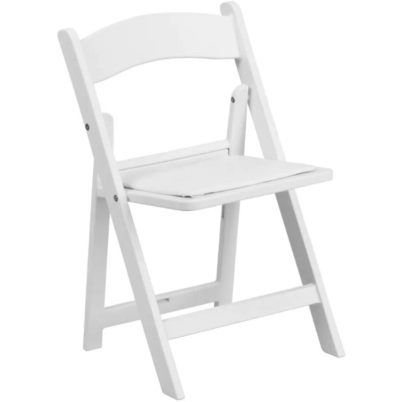 HERCULES Kids Folding Chairs with Padded Seats | Set of 2/10 White Resin Folding Chair with Vinyl Padded Seat for Kids