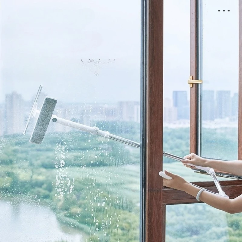 

Двусторонний очиститель окон для высотных зданий, скребок-щетка для стекла, телескопическая штанга, инструмент для мытья окон