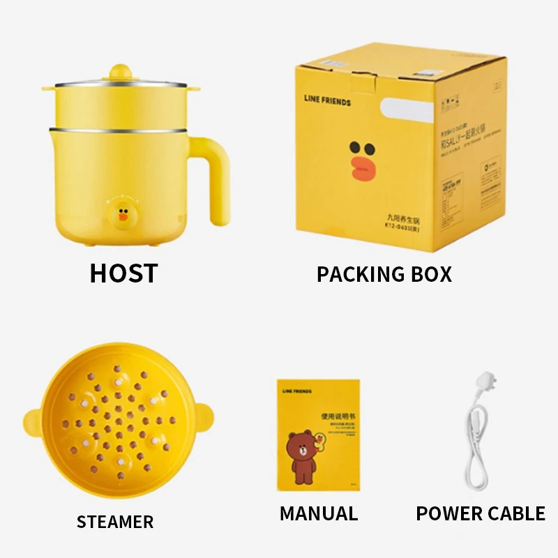 K12-D603 طباخ كهربائي متعدد الوظائف إناء/ قدر كهربائي صغير طالب الطبخ الكهربائي وعاء متكامل 1.2L 600 واط