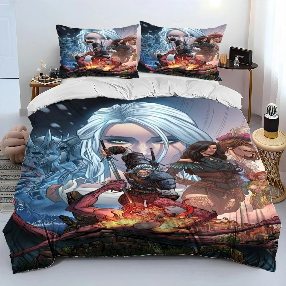 

3D The W-Witcher Game Gamer cartoon Comforter Bedding Set,Duvet Cover Bed Set Quilt Cover Pillowcase,king Queen Size Bedding Set