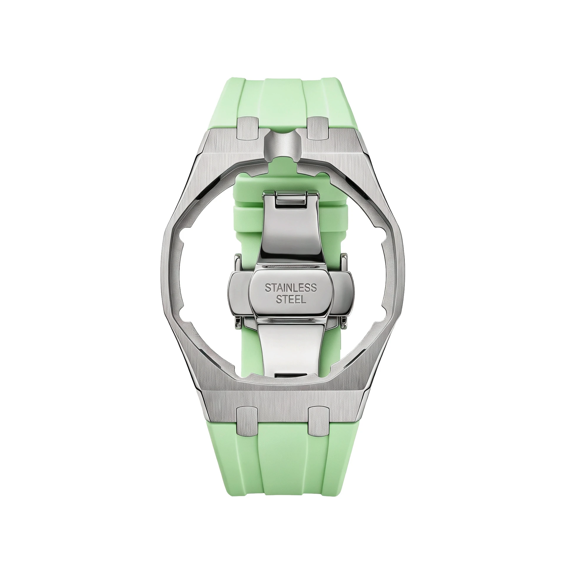 316L Edelstahlgehäuse mit FKM-Gummi-Uhrenarmband-Set für Swatch X AP Royal POP mit Faltschließe und Wechsel-Kit für 3/12 Uhr – Detail 9