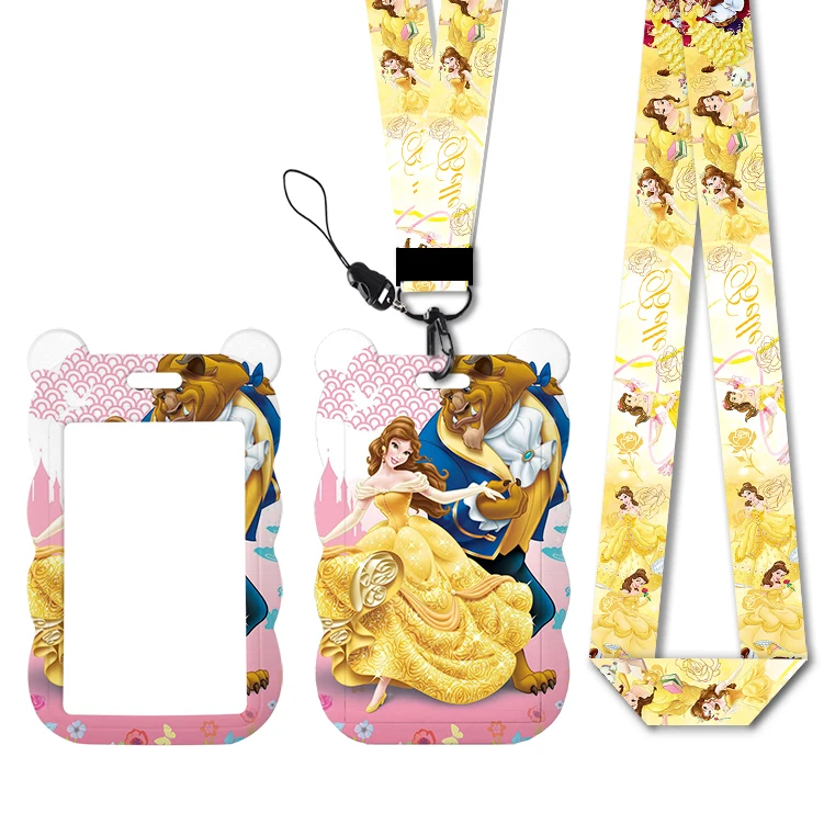 

Дизайнерские ремешки для бейджей с изображением героев фильма «Красавица и Чудовище» от Disney, держатели для рабочих карт, проездных и ключей, аксессуары.