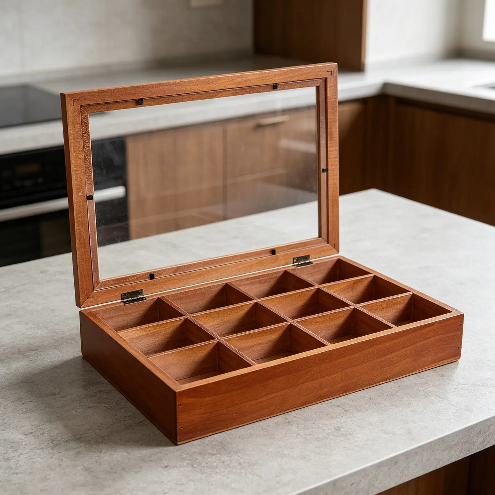 Wooden Wooden Display Shelf Boxed Organizer Desktop Cabinet Slots Clear Front Cover Mini Figures Trinkets