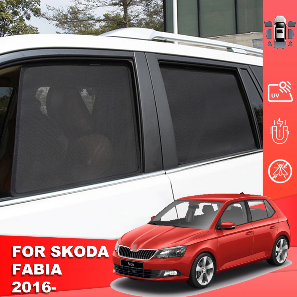 For Skoda FABIA Hatchback NJ 2015-2021 Magnetic Car Sunshade Front Windshield Curtain Rear Side Baby Window Sun Shade Visor