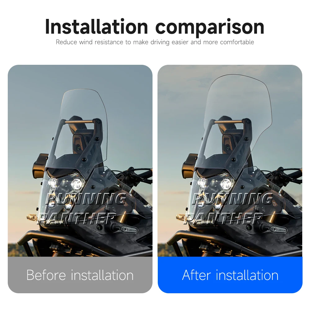 오토바이 스포츠 윈드 실드 윈드 스크린 윈드 디플렉터 바이저 키트, YAMAHA TENERE 700 Tenere700 Tenere 700 2021-2024
