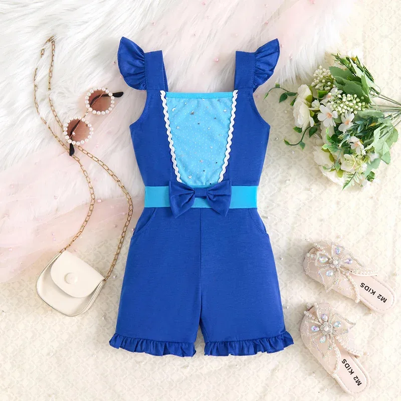 

2025 New Kids Girl Princess Jumpsuit Children's Sling Jumpsuit Summer Outdoor Sleeveless Wide Legs Role Play Princess Costume