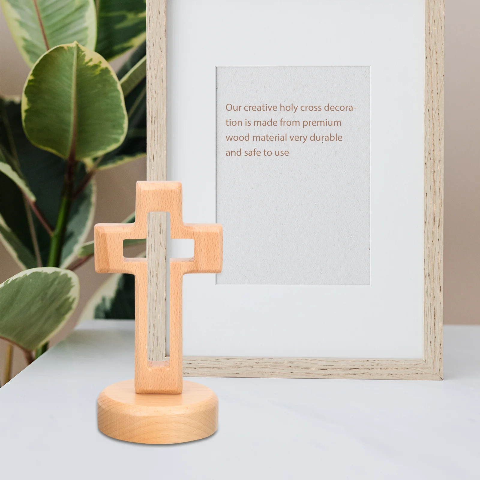 

1Set Wooden Cross Ornament Compact Size Traditional Style for Home Living Room Desk Decor Cross Shaped Adornment
