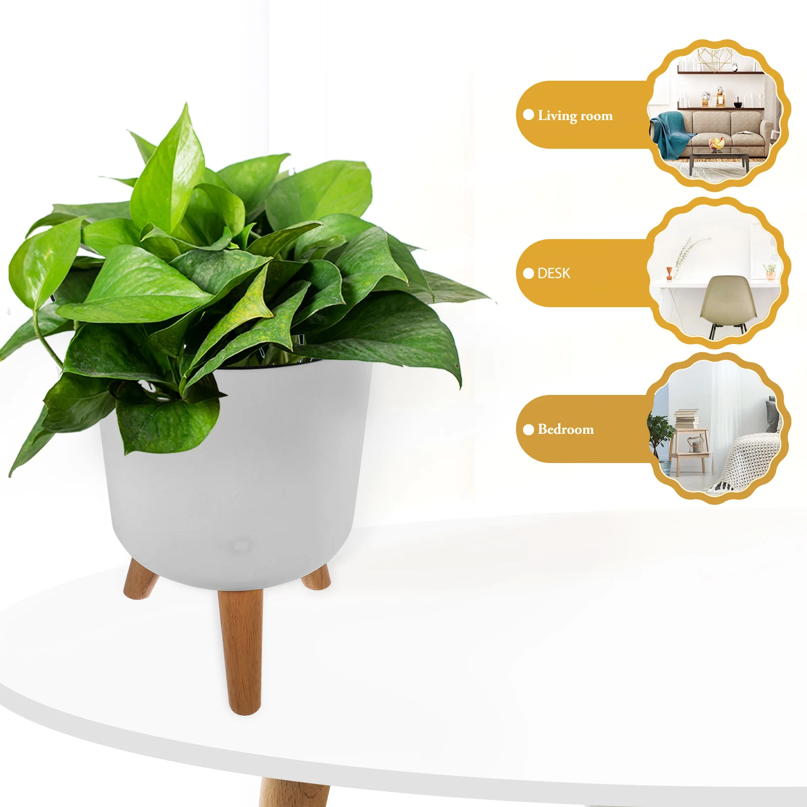 

Flowerpot With Water Level Indicator Modern Plastic Planter Pot For Indoor Plants Decorative Flower Container Space-Saving