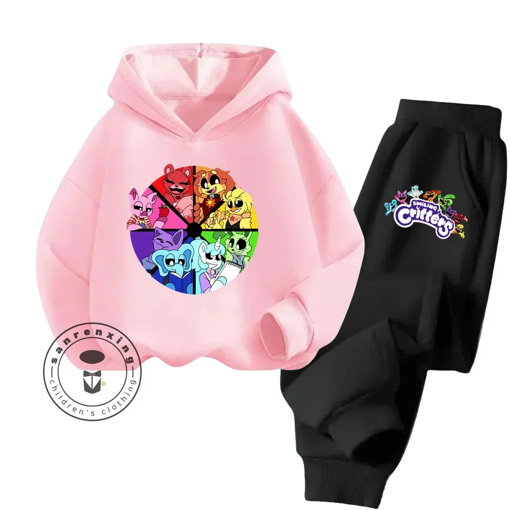 Smiling Critters Spring and Fall New Boys and Girls Children's Cotton Hoodie + Pants Street Pop Hip Hop Fashion Niche Sportswear