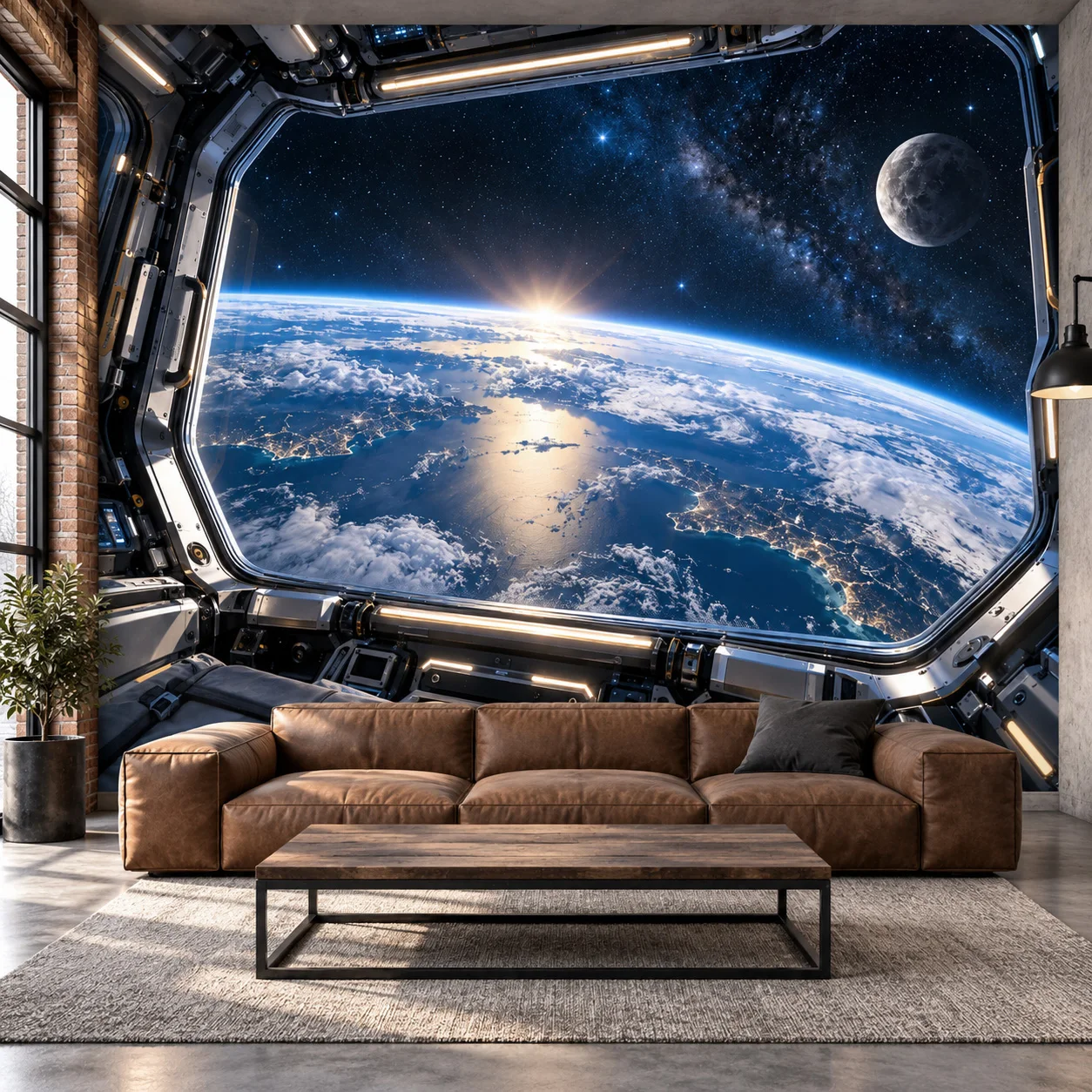 Space Wallpaper Mural Earth Moon Galaxy Spaceship View Wall Art Living Room Bedroom Non Self Adhesive Sci Fi Universe Wall Decor