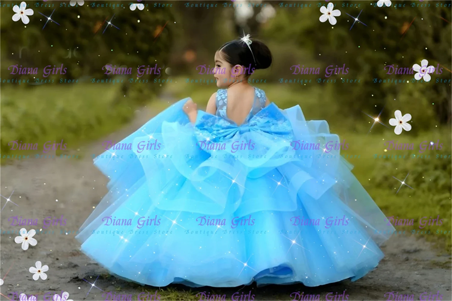 

Милое синее тюлевое пышное платье с аппликацией для маленьких девочек с цветочным узором для свадьбы, детские вечерние платья принцессы на день рождения