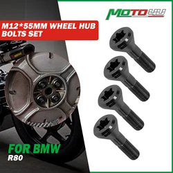 MOTO4U For BMW R80 R 80 Cafe Racer Rear M12*55MM Wheel Hub Bolts Set Titanium T80 Screws Retro Locomotive Modification 3 Colors