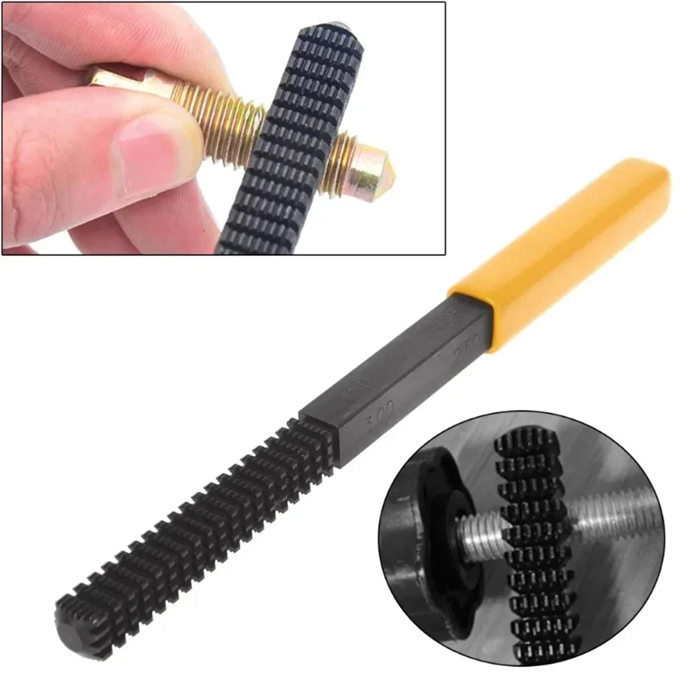 Thread Repair File Metric Thread Restoration Repair File Cleans Damaged Threads 0.75-3 mm Pitch Metal Hardware DIY Hand Tools