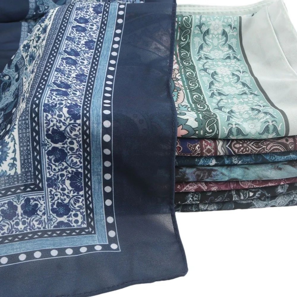 

Fashion Chiffon Ethnic Style Scarf Print Thin Headscarf 70*170cm Long Islamic Turban Women