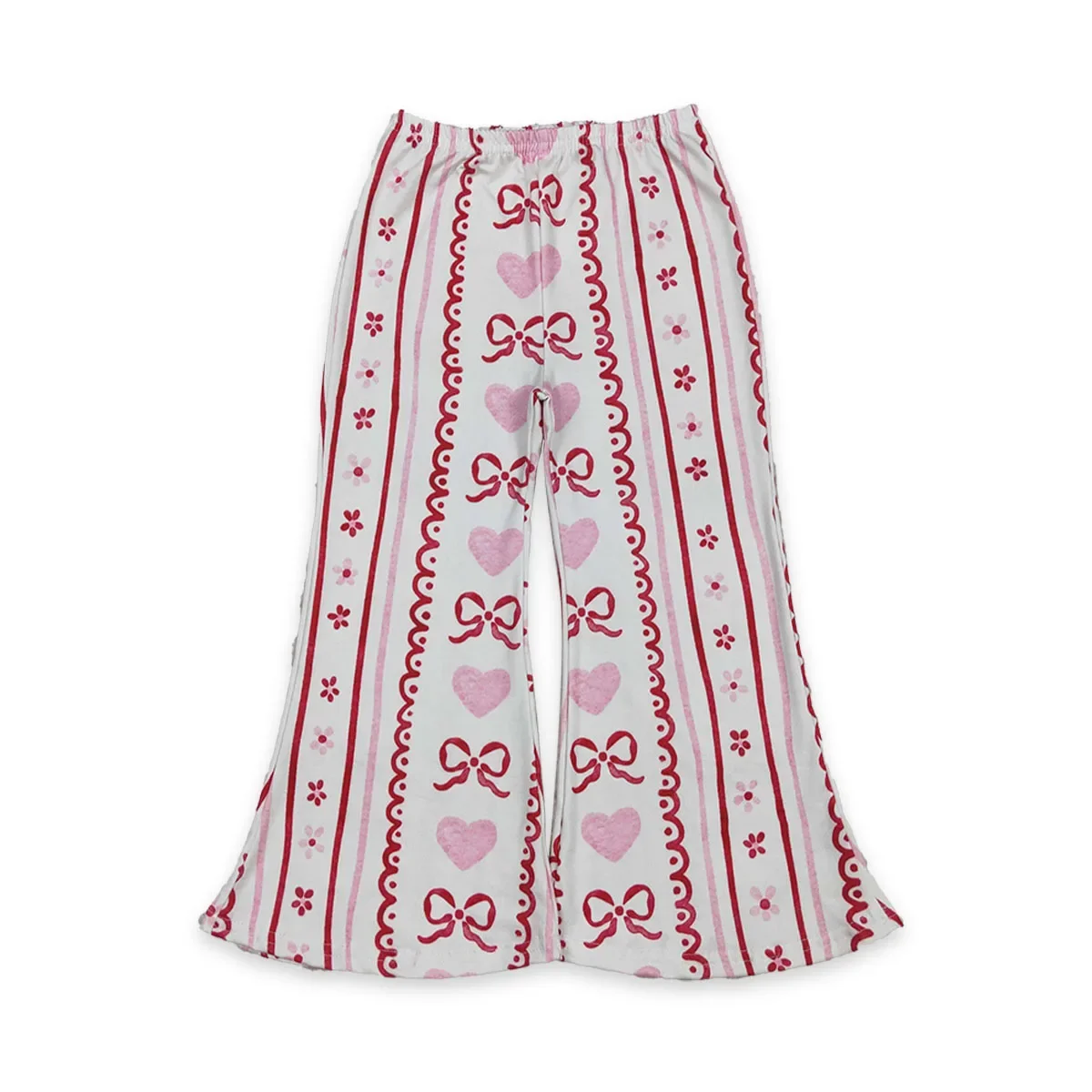 الجملة طفلة الانحناء قلوب الزهور شريط عيد الحب مضيئة السراويل جرس أسفل طفل أزياء الاطفال ملابس الأطفال الناعمة #2