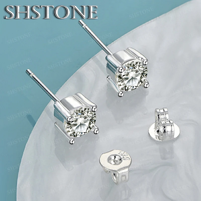 

Noble Luxury 925 Sterling Silver Round Zircon Stud Earrings For Men Women Fashion Party Pretty Jewelry Accessories Wedding Gifts