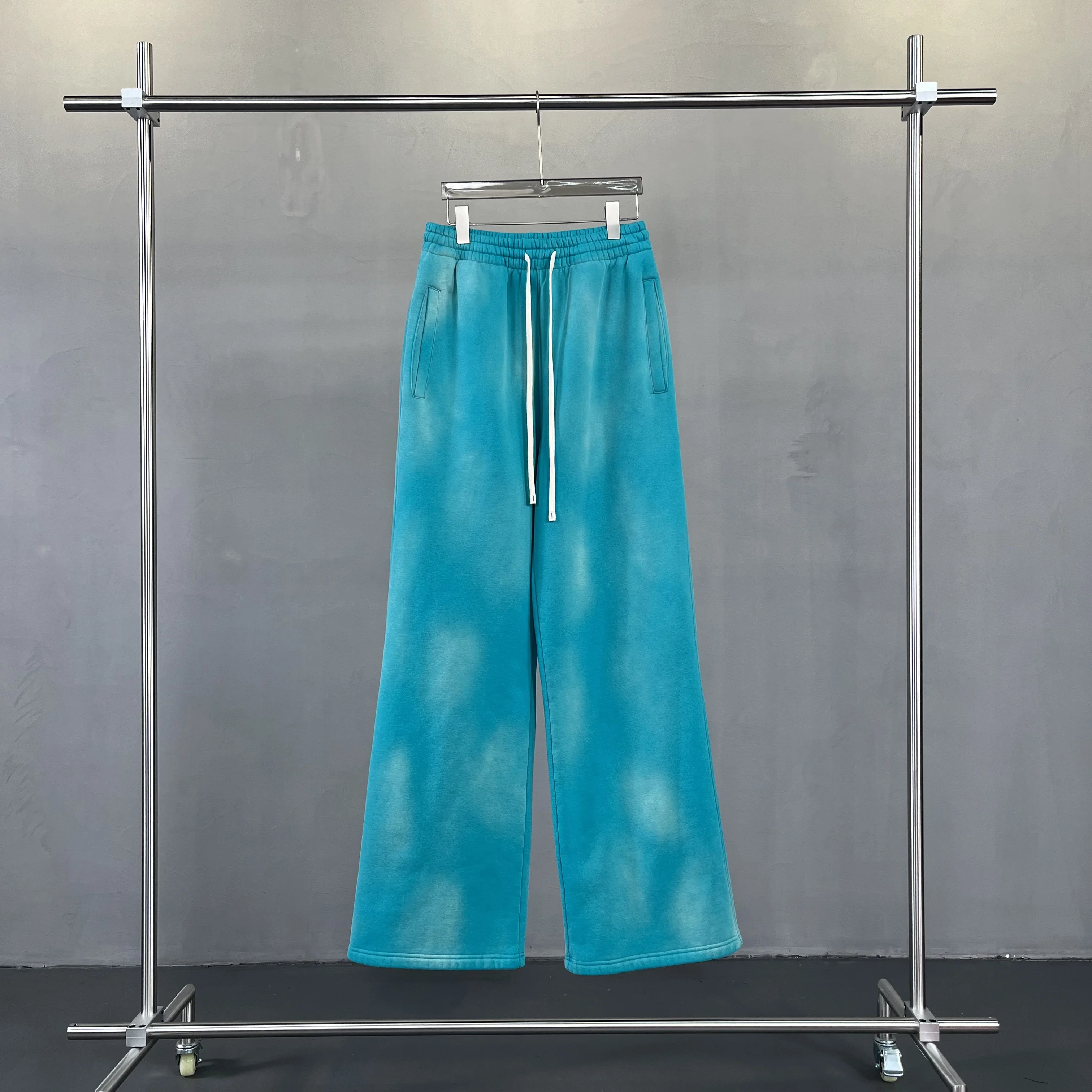 Autumn and winter 2024 new splash ink white spray-dyed loose plus velvet joggers