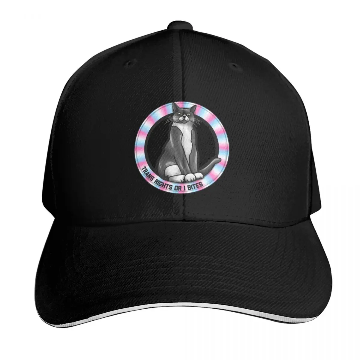 Trans Rights Or I Bites Cat Baseball Cap Sun Protection UPF 50+ Breathable Mesh Back Adjustable Buckle Closure
