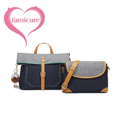 Set da 2 pezzi borsa da donna in Denim con tracolla in pelle retrò personalizzata in tela con tracolla in tela per ragazze