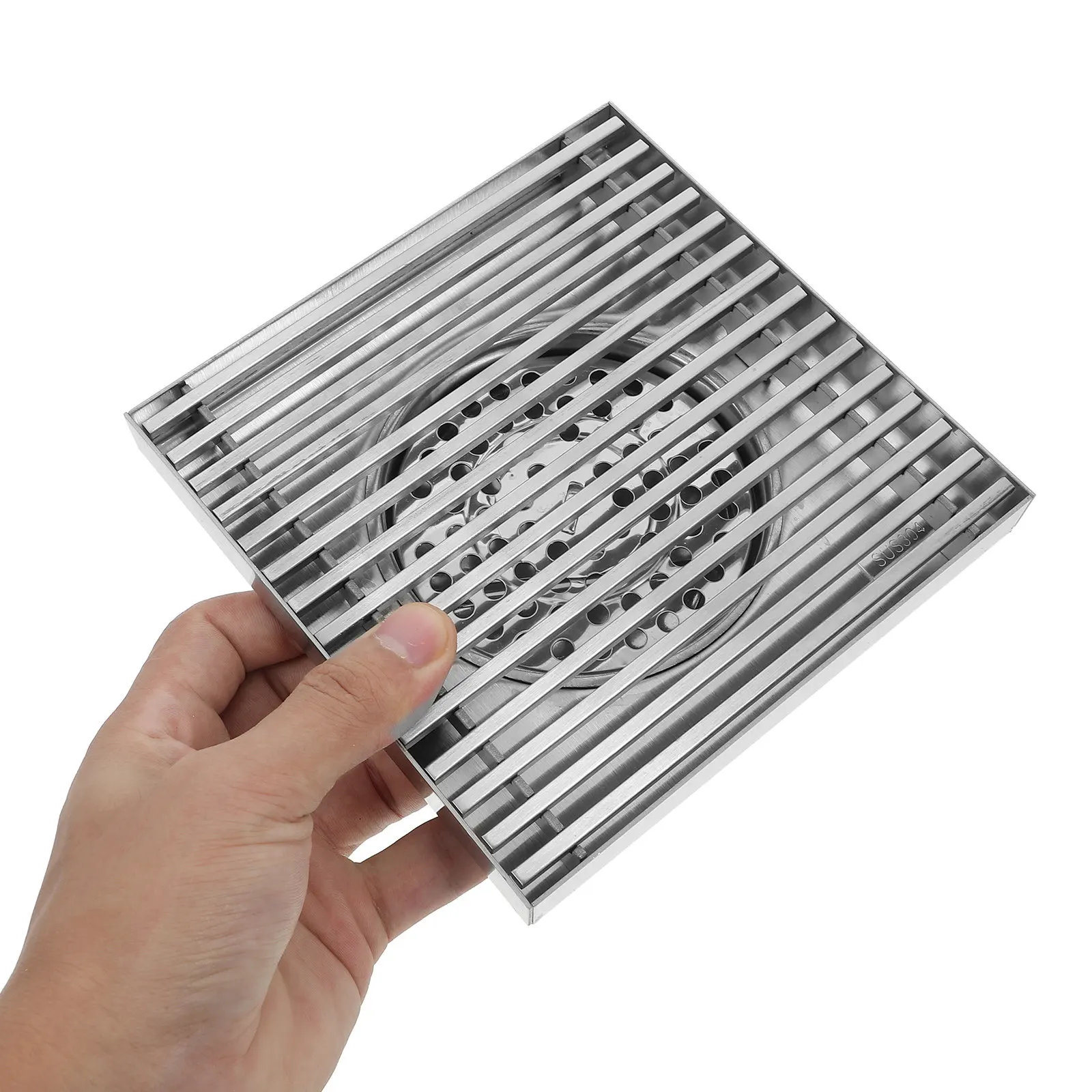 Outdoor Large Diameter Stainless Steel Solid Strip Floor Drain Prevent Sewer Odor Patio Garden Drainage Grate Cover