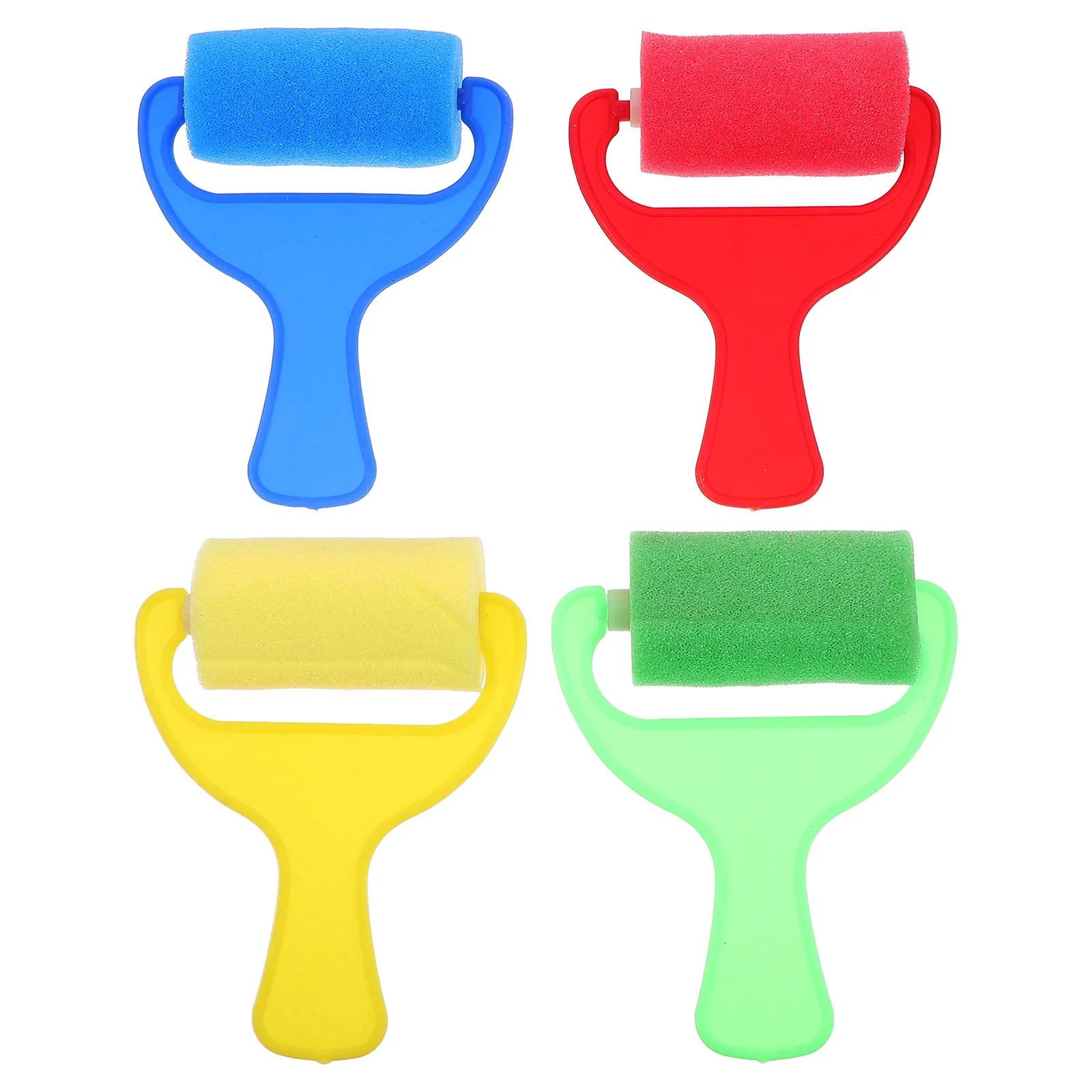 4pcs Wide Handle Painting Roller Sponge Drawing Tools For Oil Watercolor Acrylic Art Crafts Portable Diy Sponge Roller Set